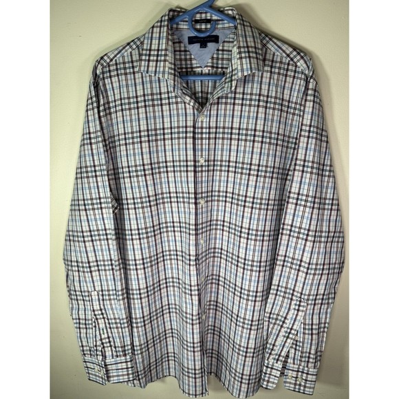 TOMMY HILFIGER Men's Checkered Long Sleeve Button-Down Shirt - Size 17 34/35. - Picture 2 of 6